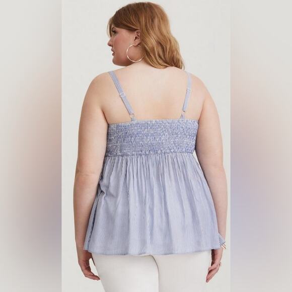 Torrid Plus Size Summer Babydoll Striped Blue and White Cami Top Size 2X - Picture 4 of 11